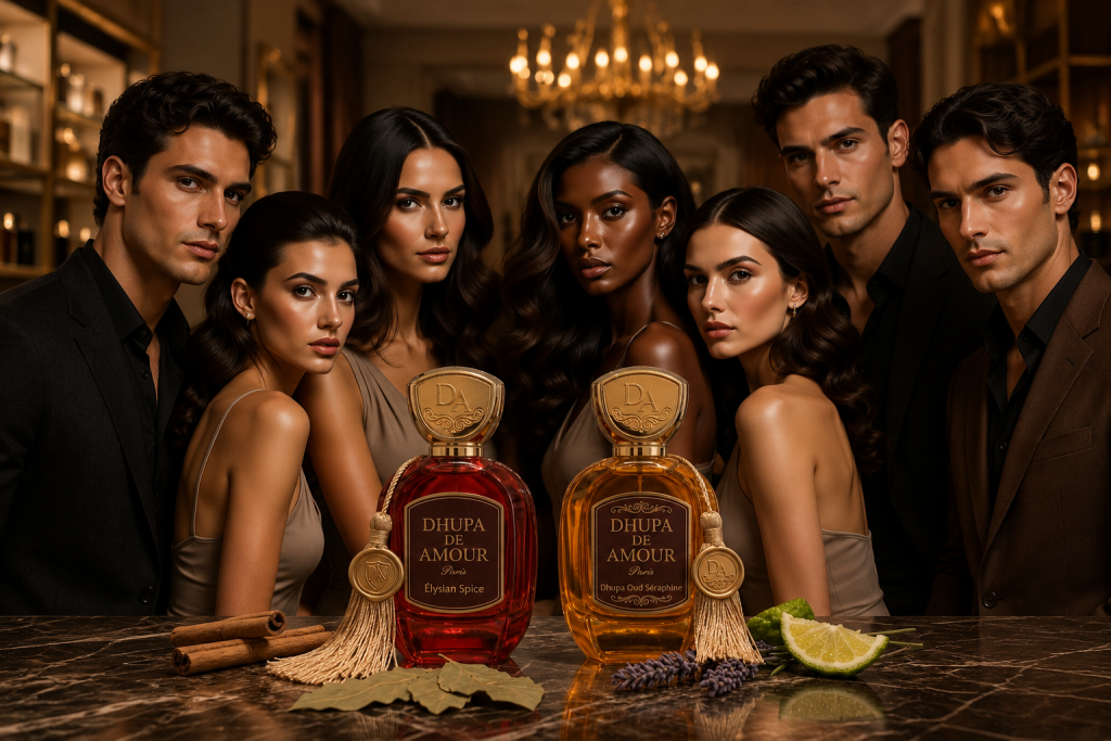 Koleksi parfum lokal terbaik Dhupa De Amour dengan desain elegan dan premium.